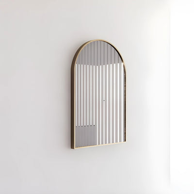RIVA FRAMED ARCH MIRROR WALL MOUNTED BRUSHED GOLD 600X900MM