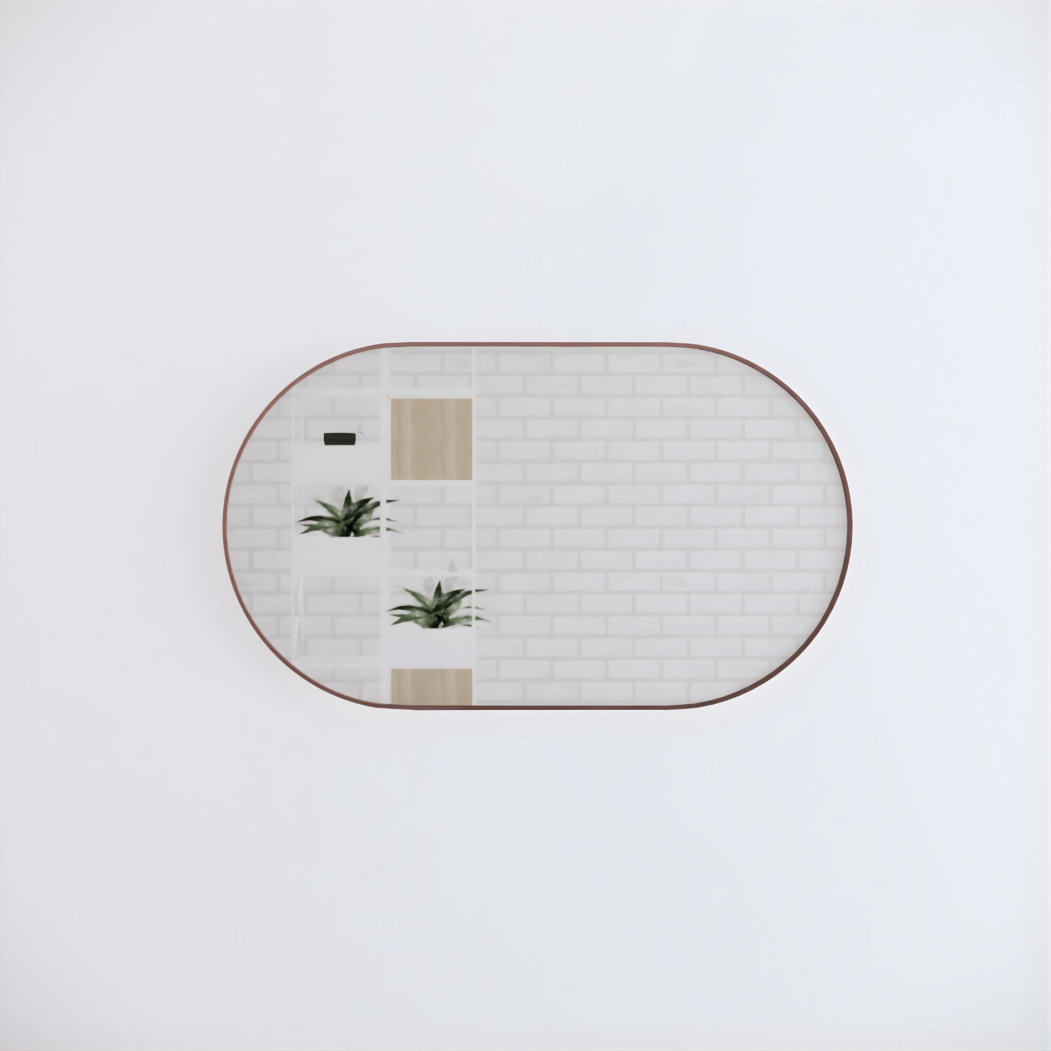 RIVA FRAMED OVAL MIRROR WALL MOUNTED BRUSHED COPPER 1200X700MM