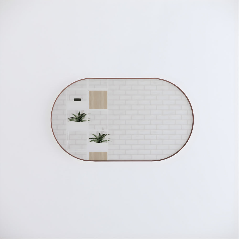 RIVA FRAMED OVAL MIRROR WALL MOUNTED BRUSHED COPPER 1200X700MM