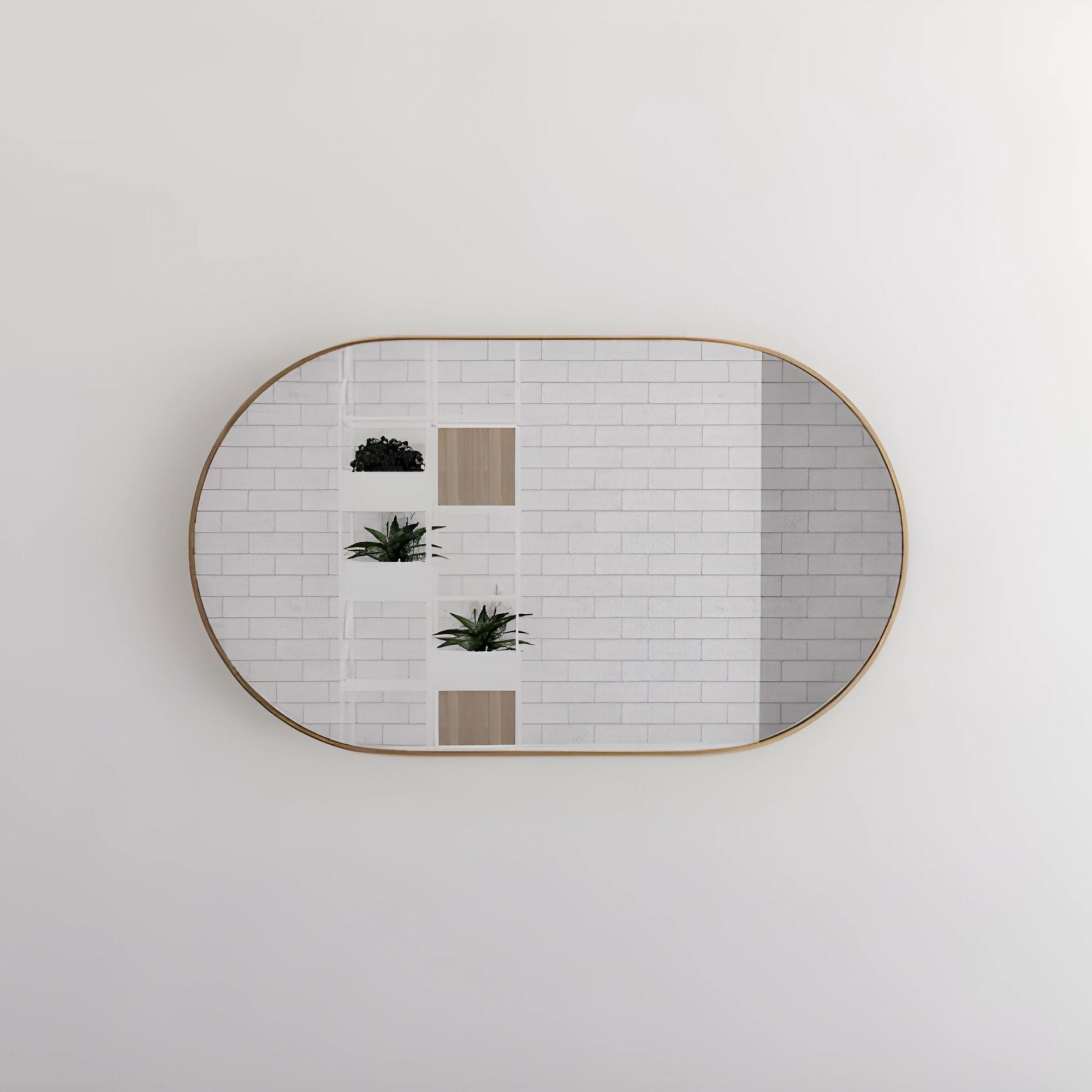 RIVA FRAMED OVAL MIRROR WALL MOUNTED GOLD 1200X700MM
