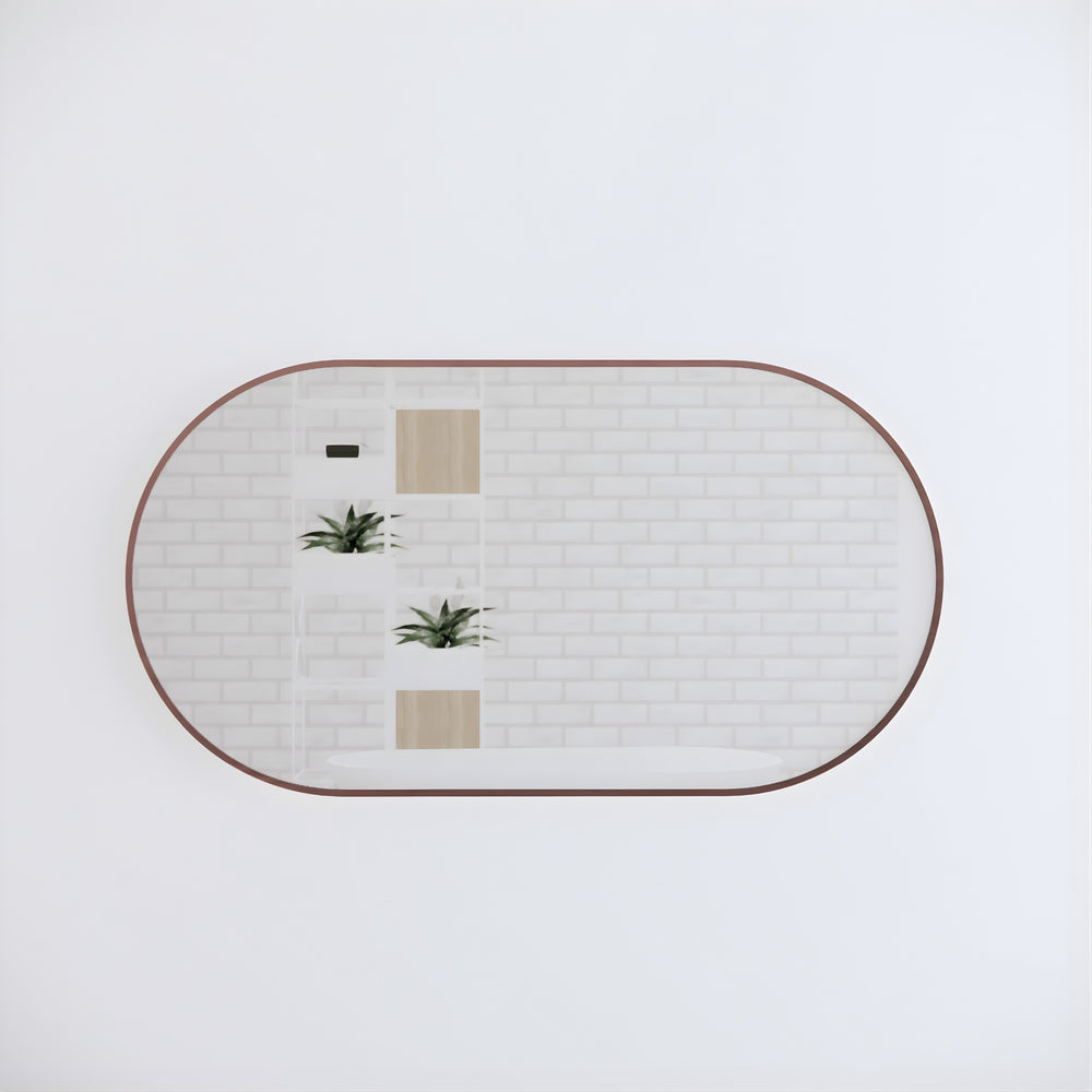 RIVA FRAMED OVAL MIRROR WALL MOUNTED BRUSHED COPPER 1500X800MM