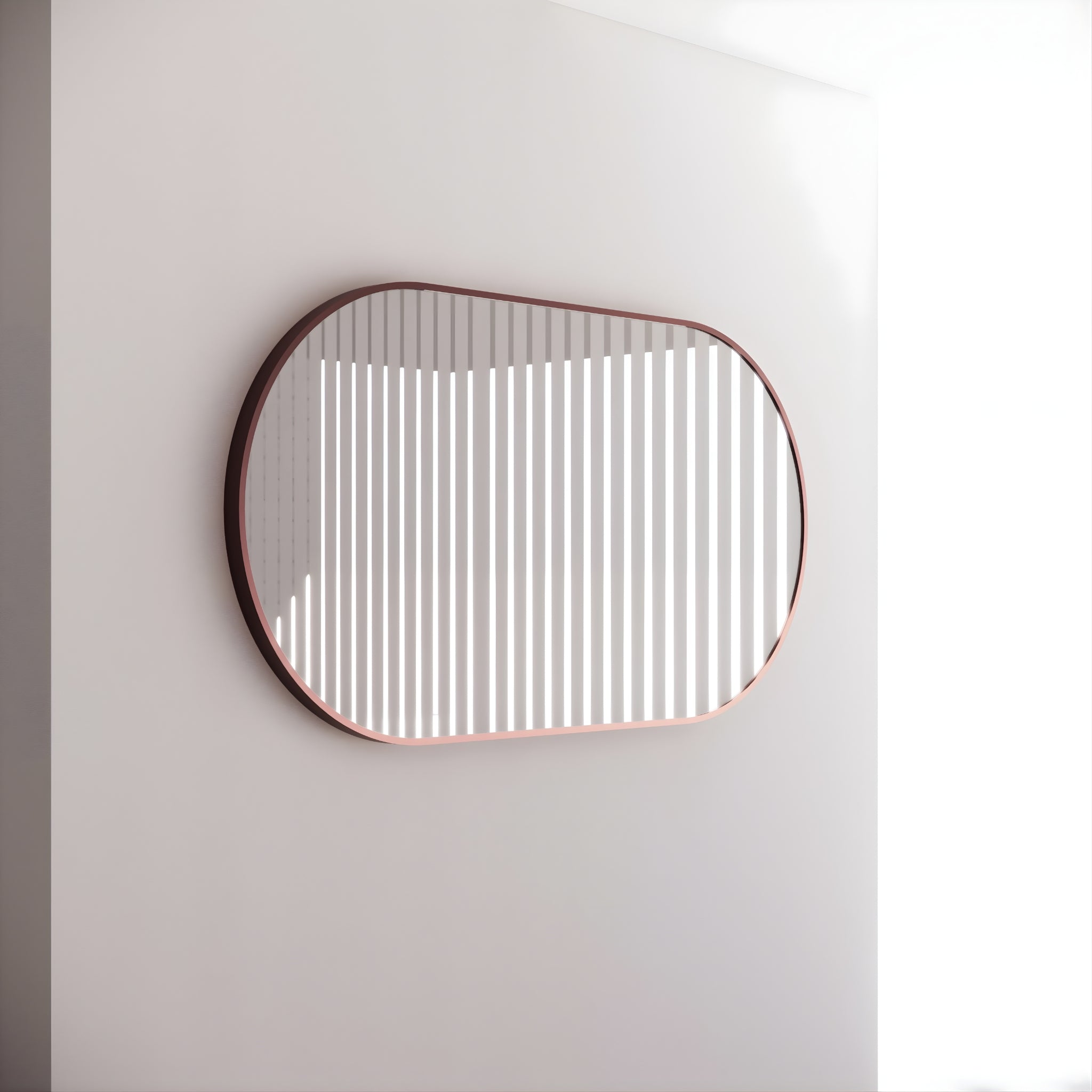 RIVA FRAMED OVAL MIRROR WALL MOUNTED BRUSHED COPPER 1500X800MM