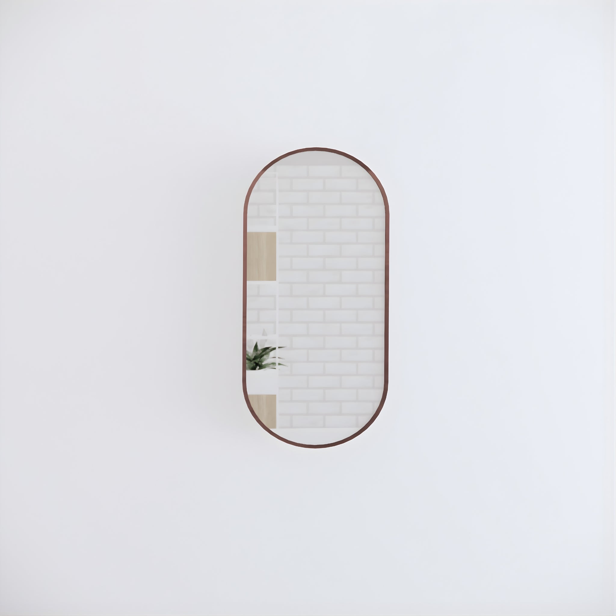 RIVA FRAMED OVAL MIRROR WALL MOUNTED BRUSHED COPPER 450X900MM