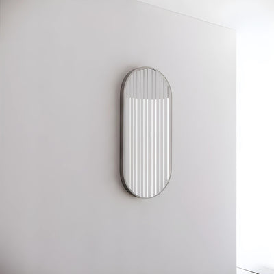 RIVA FRAMED OVAL MIRROR WALL MOUNTED BRUSHED NICKEL 450X900MM
