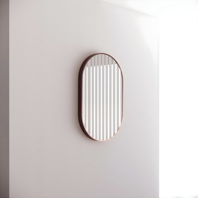 RIVA FRAMED OVAL MIRROR WALL MOUNTED BRUSHED COPPER 900X600MM