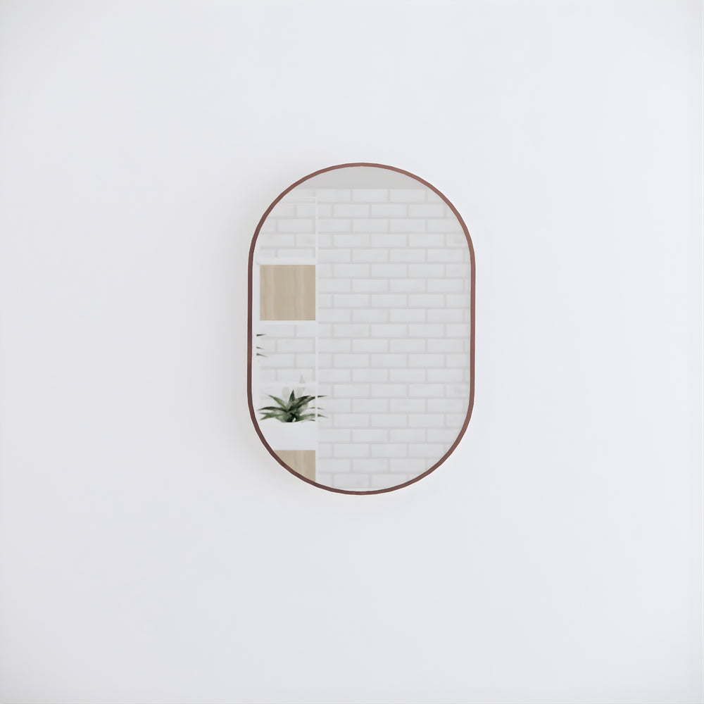 RIVA FRAMED OVAL MIRROR WALL MOUNTED BRUSHED COPPER 900X600MM