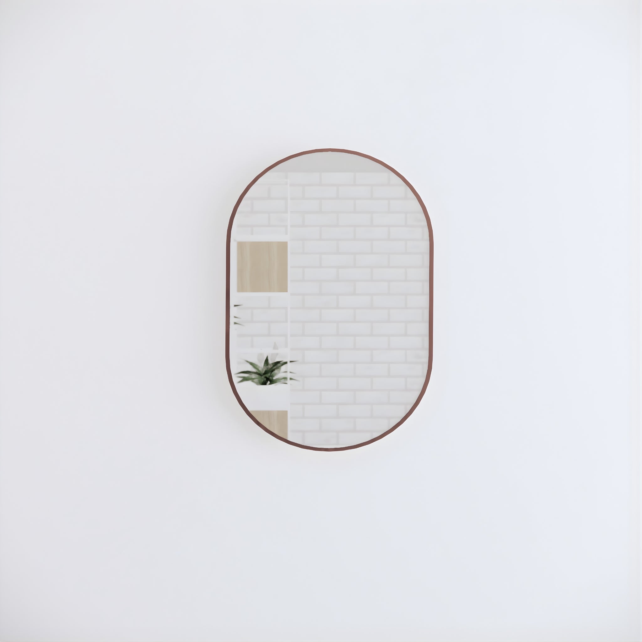 RIVA FRAMED OVAL MIRROR WALL MOUNTED BRUSHED COPPER 900X600MM