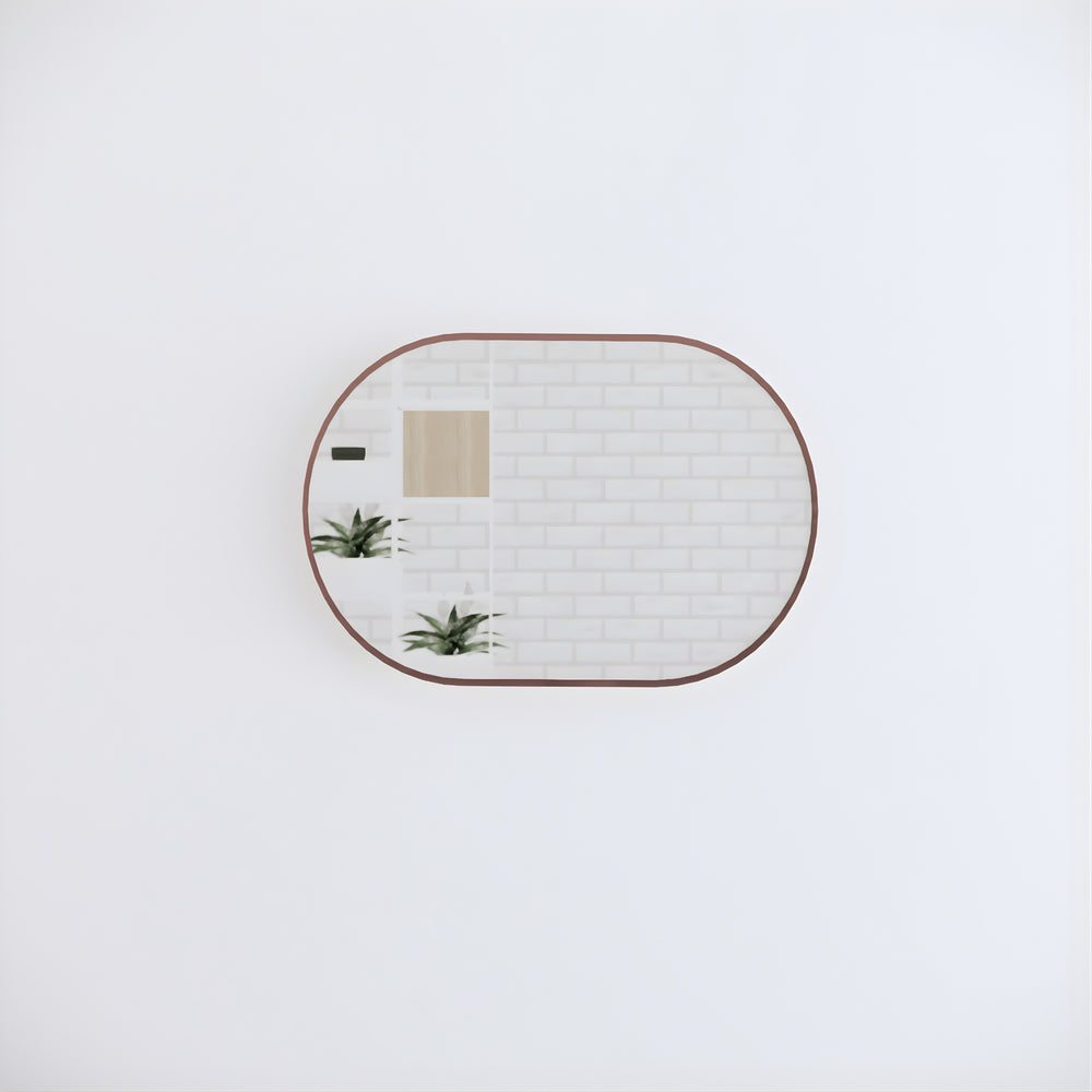 RIVA FRAMED OVAL MIRROR WALL MOUNTED BRUSHED COPPER 900X600MM