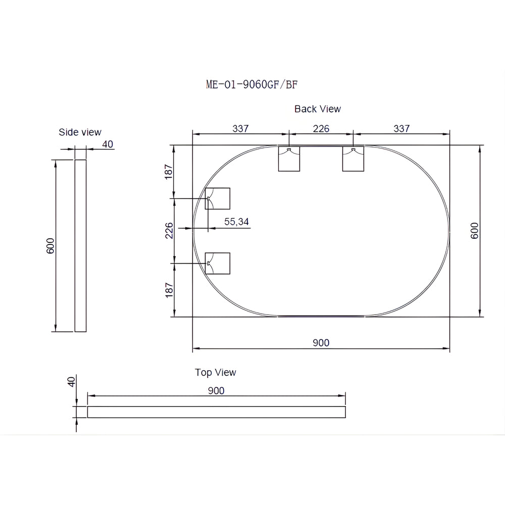 RIVA FRAMED OVAL MIRROR WALL MOUNTED BRUSHED COPPER 900X600MM