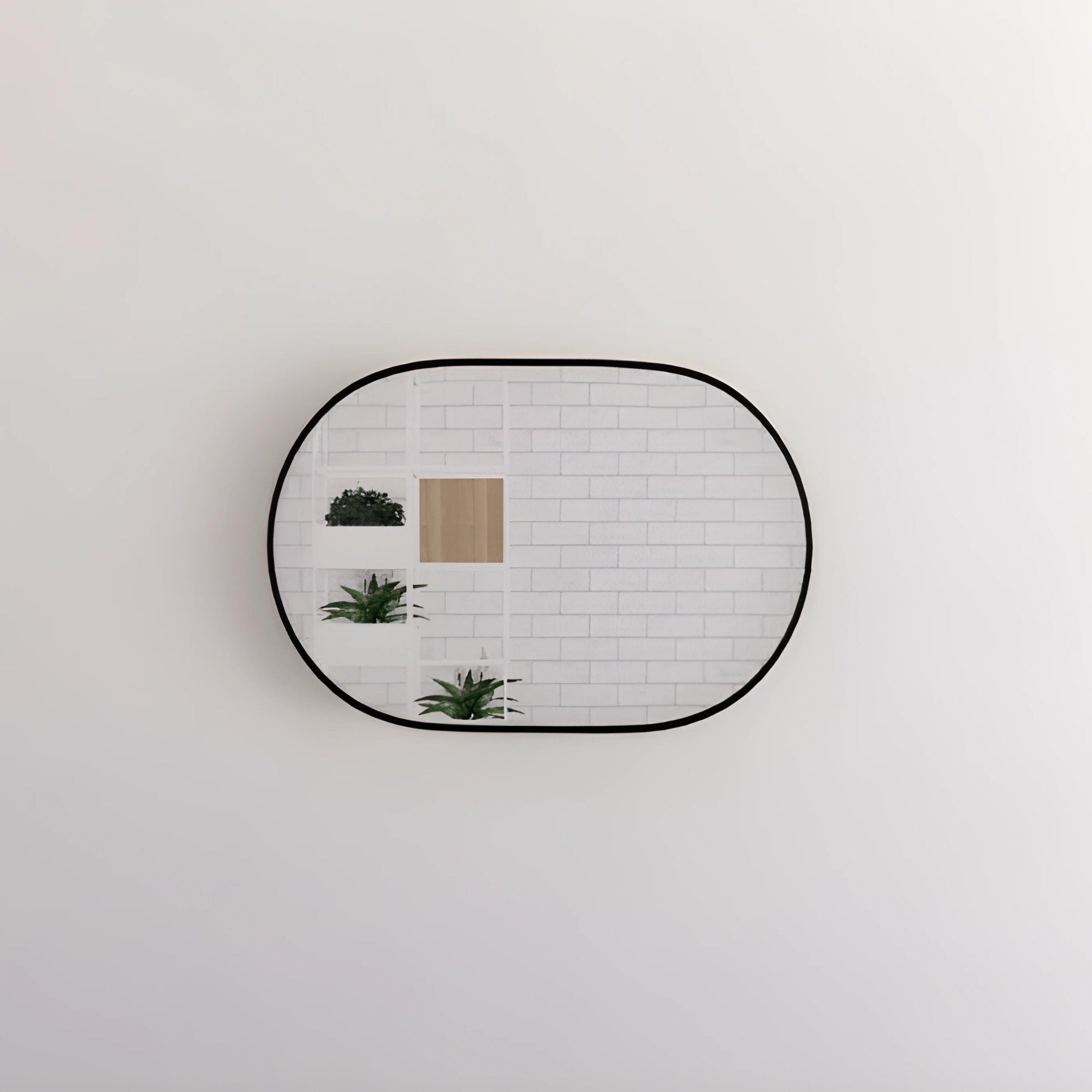 RIVA FRAMED OVAL MIRROR WALL MOUNTED BLACK 900X600MM