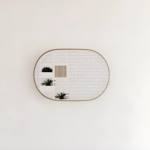 RIVA FRAMED OVAL MIRROR WALL MOUNTED GOLD 900X600MM