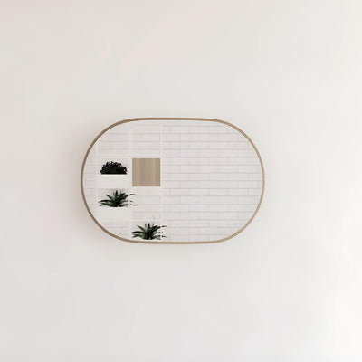RIVA FRAMED OVAL MIRROR WALL MOUNTED GOLD 900X600MM