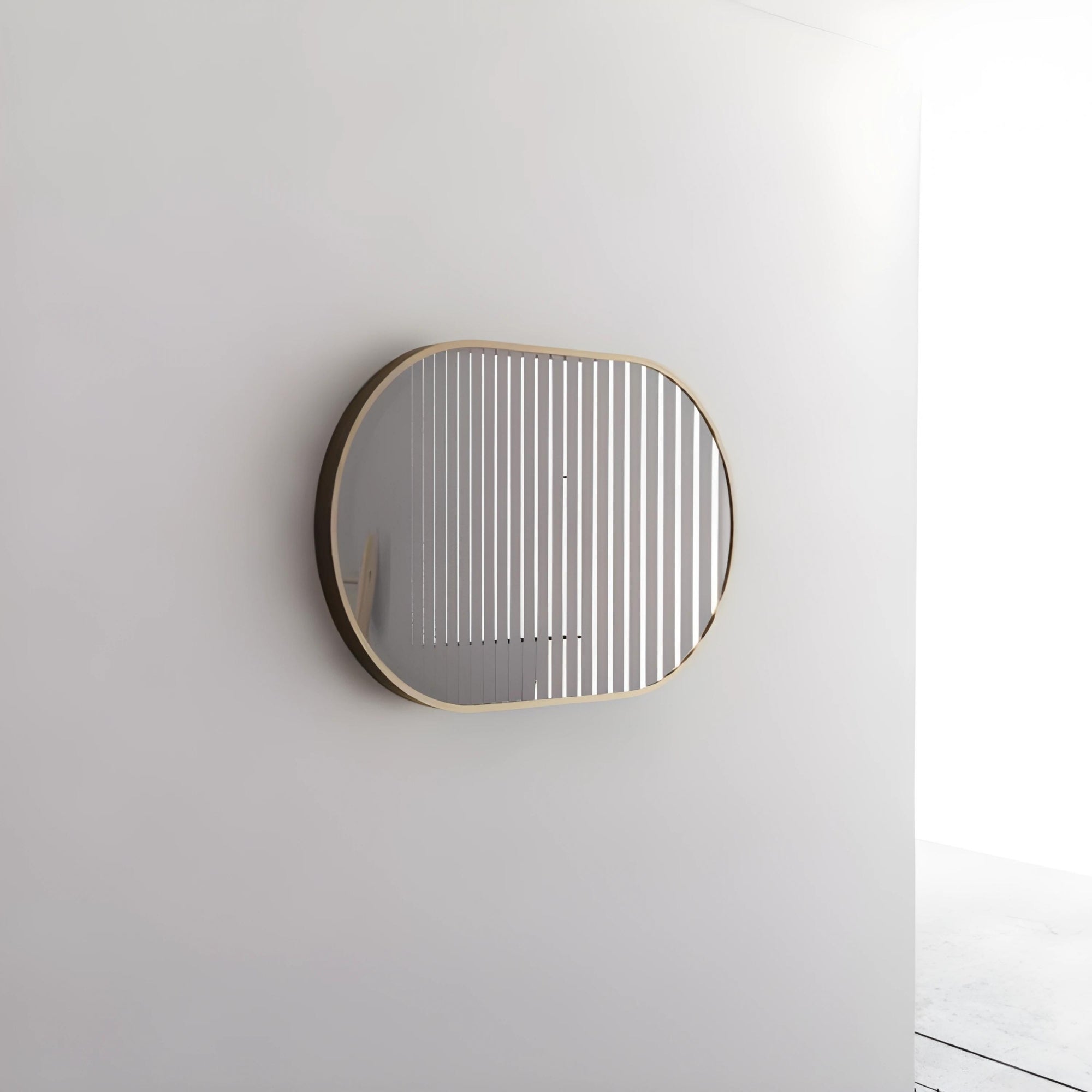 RIVA FRAMED OVAL MIRROR WALL MOUNTED GOLD 900X600MM