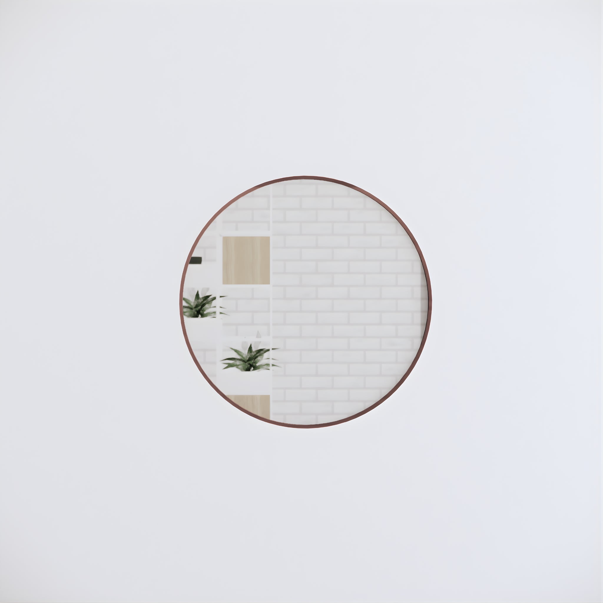 RIVA FRAMED ROUND MIRROR WALL MOUNTED BRUSHED COPPER 600X600MM