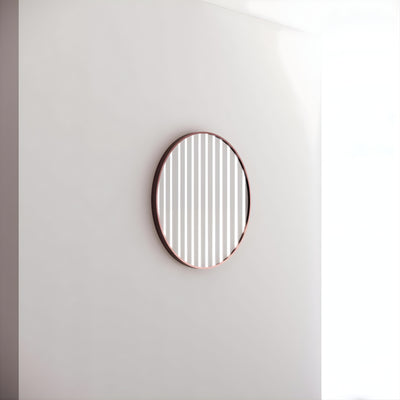 RIVA FRAMED ROUND MIRROR WALL MOUNTED BRUSHED COPPER 600X600MM