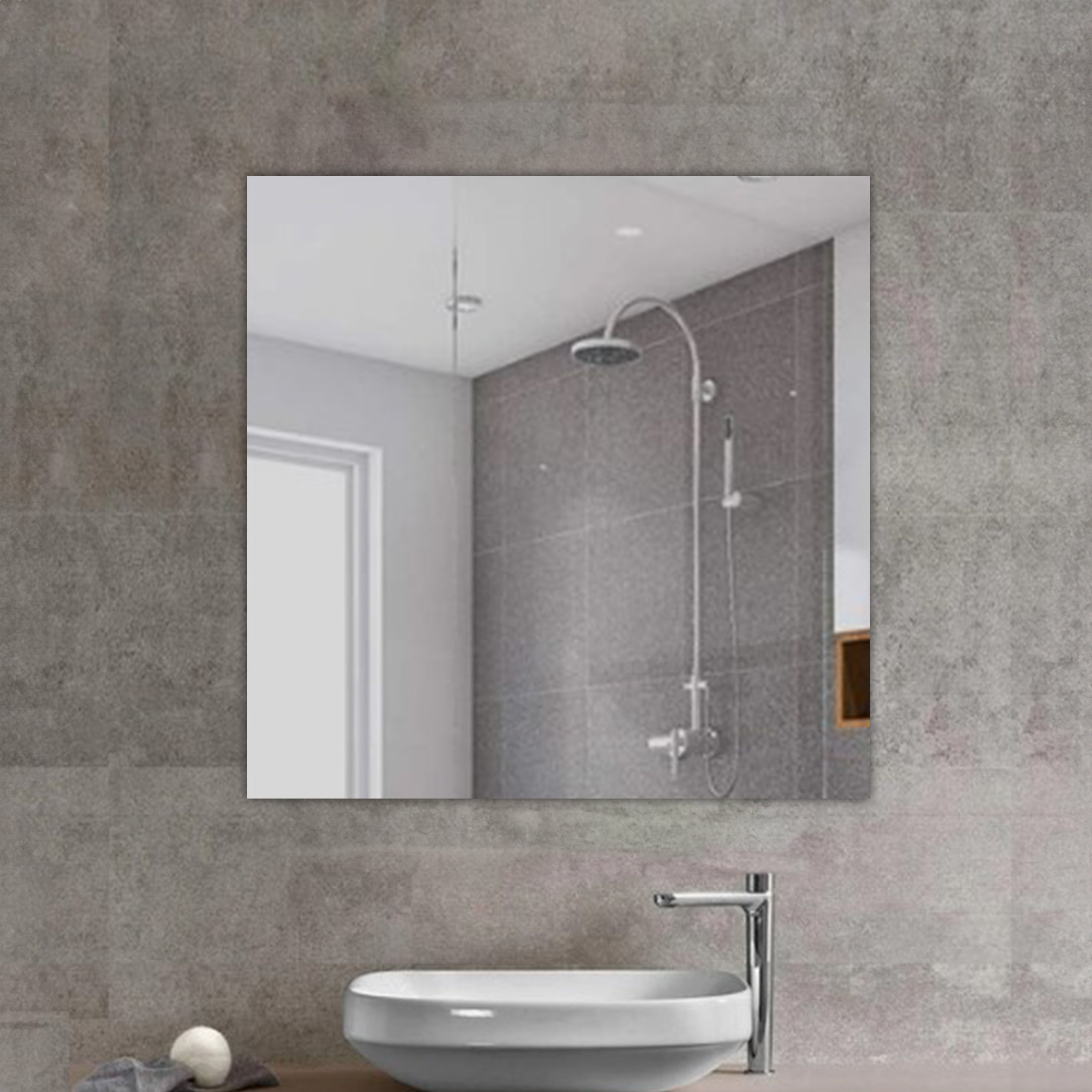 RIVA FRAMELESS PENCIL EDGE SQUARE MIRROR WALL MOUNTED 900X900MM