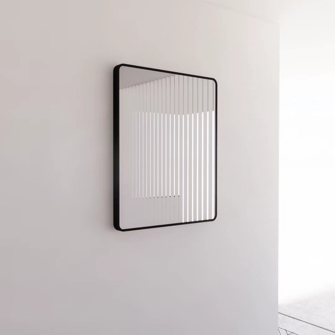 RIVA FRAMED MIRROR RECTANGLE WALL MOUNTED BLACK 750X900MM