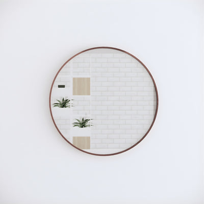 RIVA FRAMED ROUND MIRROR WALL MOUNTED BRUSHED COPPER 800X800MM