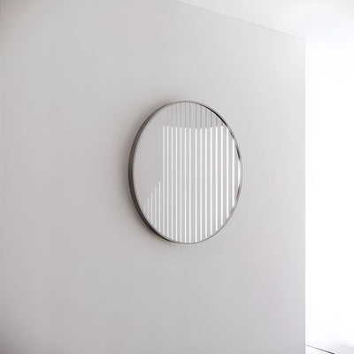 RIVA FRAMED ROUND MIRROR WALL MOUNTED BRUSHED NICKEL 800X800MM