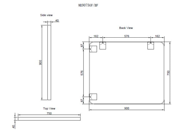 RIVA FRAMED RECTANGULAR MIRROR WALL MOUNTED BRUSHED NICKEL 750X900MM