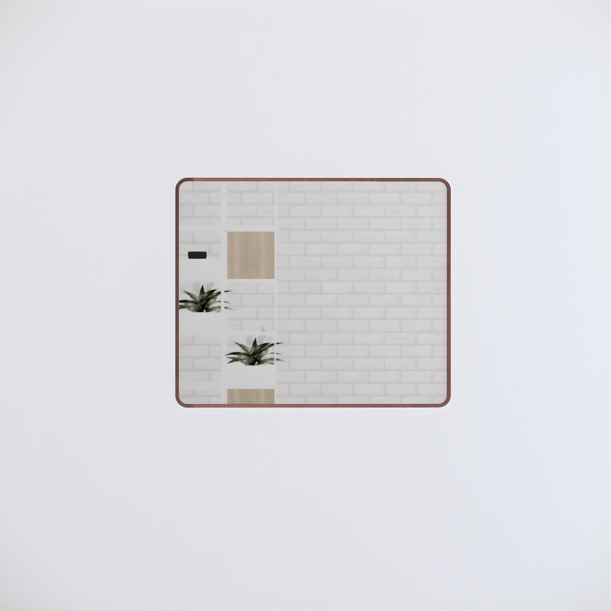 RIVA FRAMED MIRROR RECTANGLE WALL MOUNTED BRUSHED COPPER 900X750MM