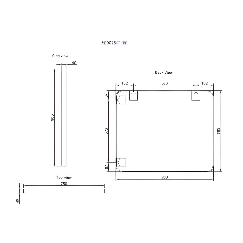 RIVA FRAMED MIRROR RECTANGLE WALL MOUNTED BRUSHED COPPER 900X750MM