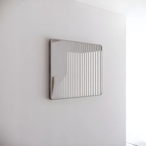RIVA FRAMED RECTANGULAR MIRROR WALL MOUNTED BRUSHED NICKEL 750X900MM