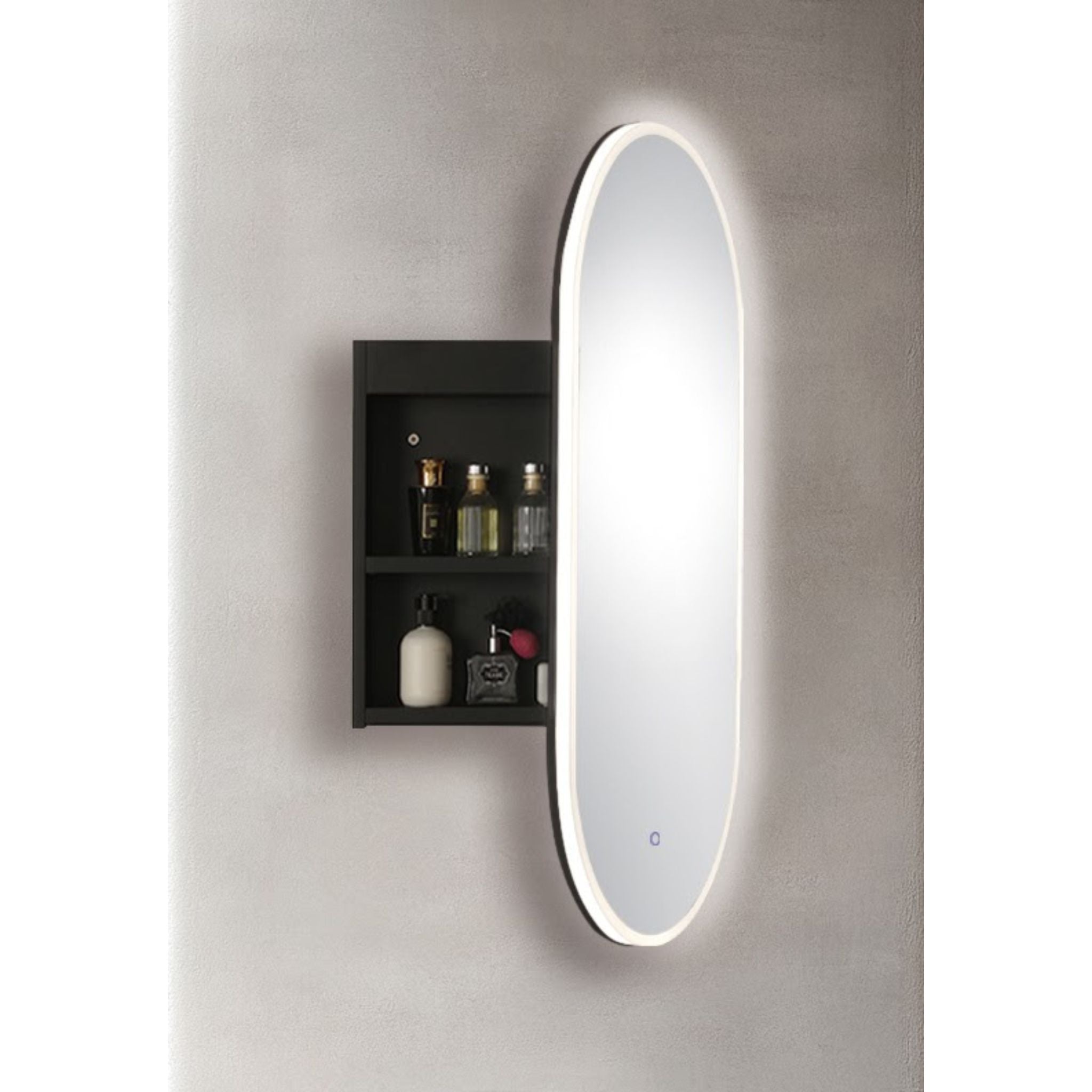 INFINITY METRO SEMI MATTE BLACK LED SHAVING CABINET 450X900MM