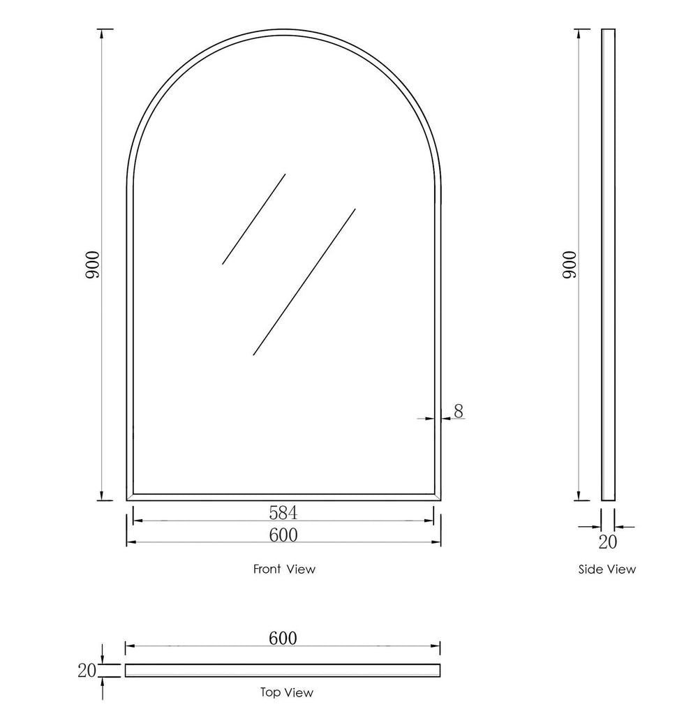 OTTI ARCHIE METAL FRAMED MIRROR BLACK 600X900MM