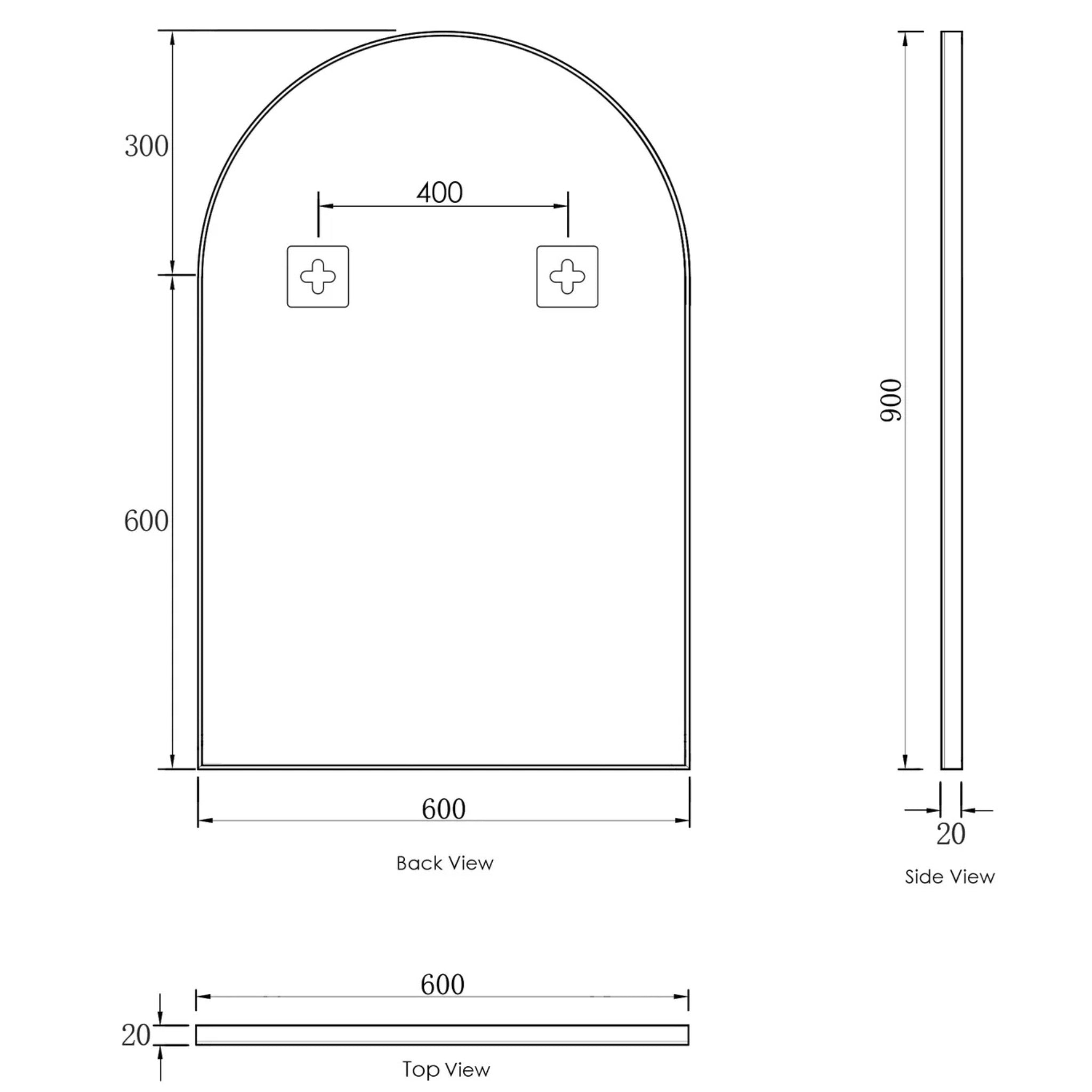 OTTI ARCHIE METAL FRAMED MIRROR WHITE 600X900MM