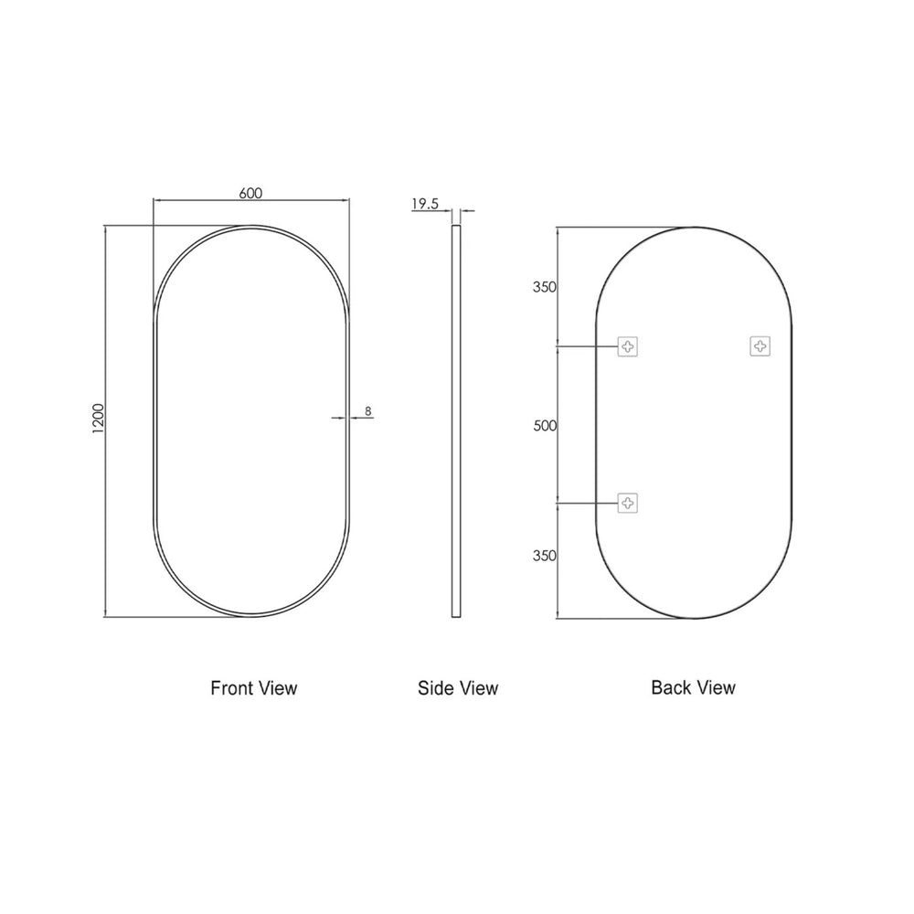 OTTI NOOSA METAL FRAMED MIRROR WHITE 600X1200MM