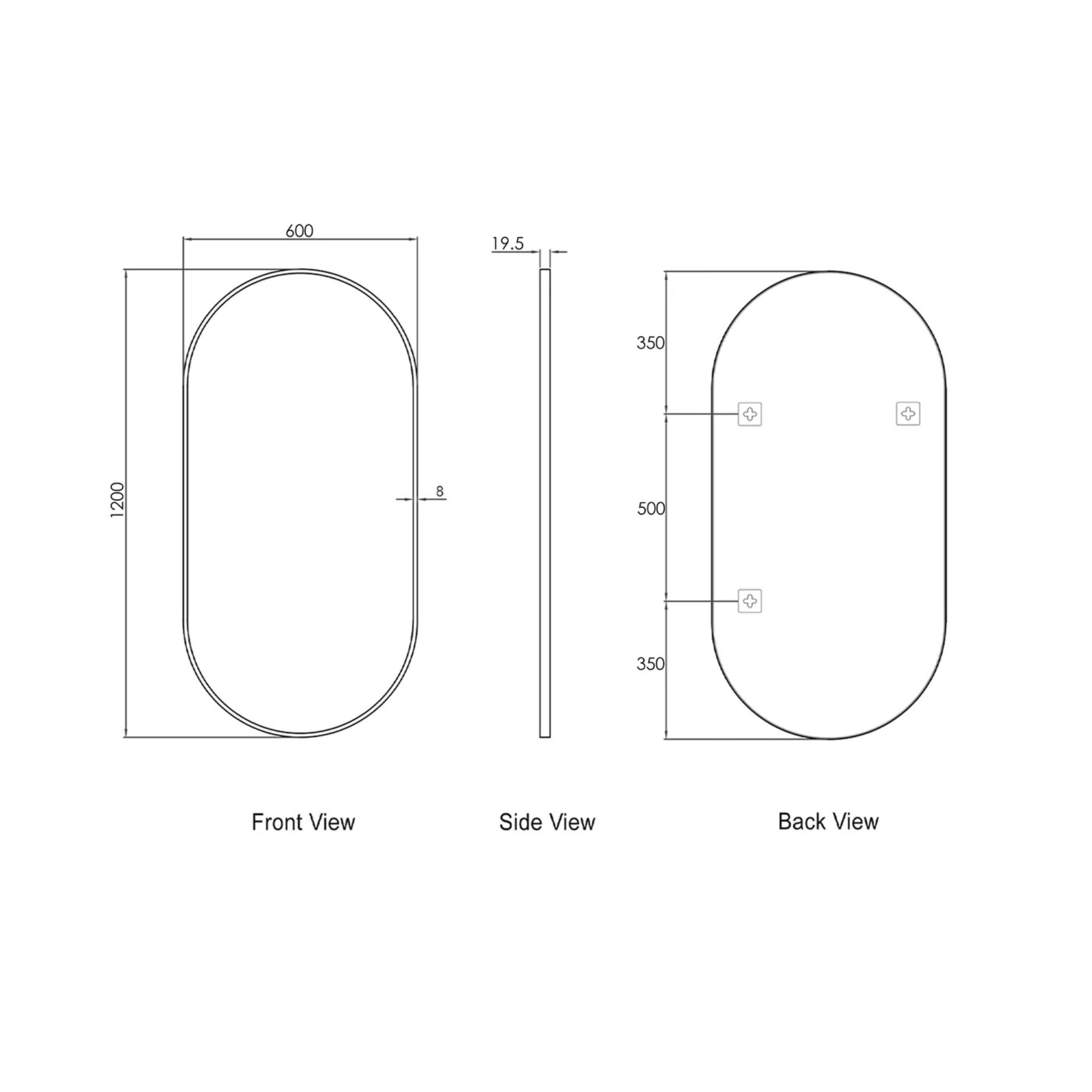 OTTI NOOSA METAL FRAMED MIRROR WHITE 600X1200MM