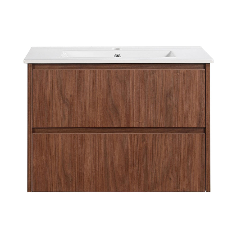 LUKKA GLADSTONE MODERN MOCHA OAK 750MM SINGLE BOWL WALL HUNG VANITY