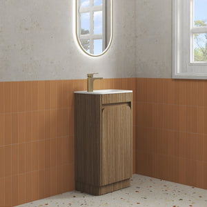 AULIC MINI HARTELLE HARVEST OAK 450MM SPACE SAVING FLOOR STANDING VANITY