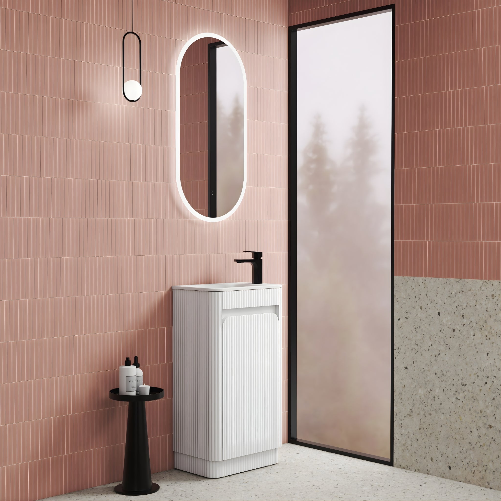 AULIC MINI HARTELLE MATTE WHITE 450MM SPACE SAVING FLOOR STANDING VANITY