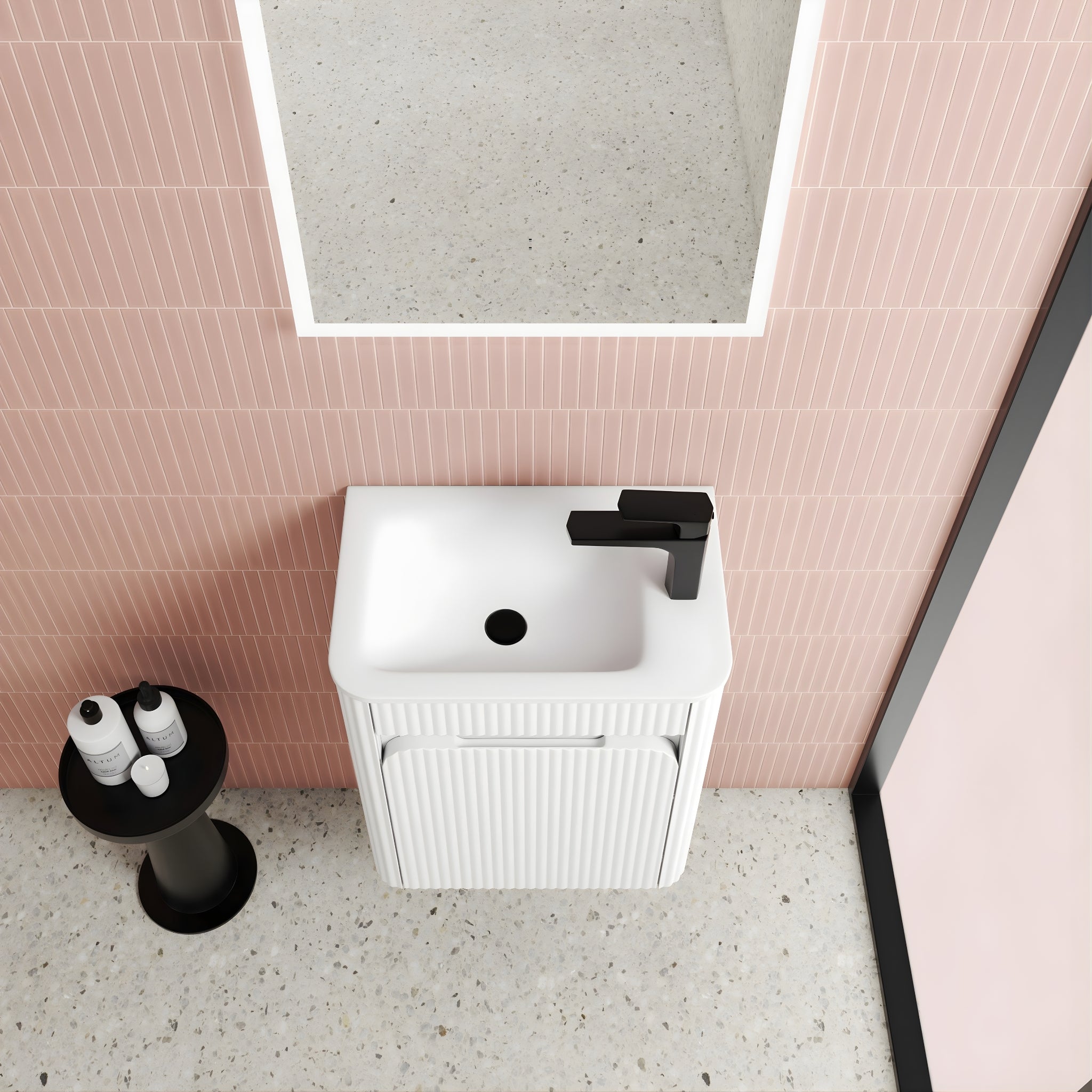 AULIC MINI HARTELLE MATTE WHITE 450MM SPACE SAVING WALL HUNG VANITY