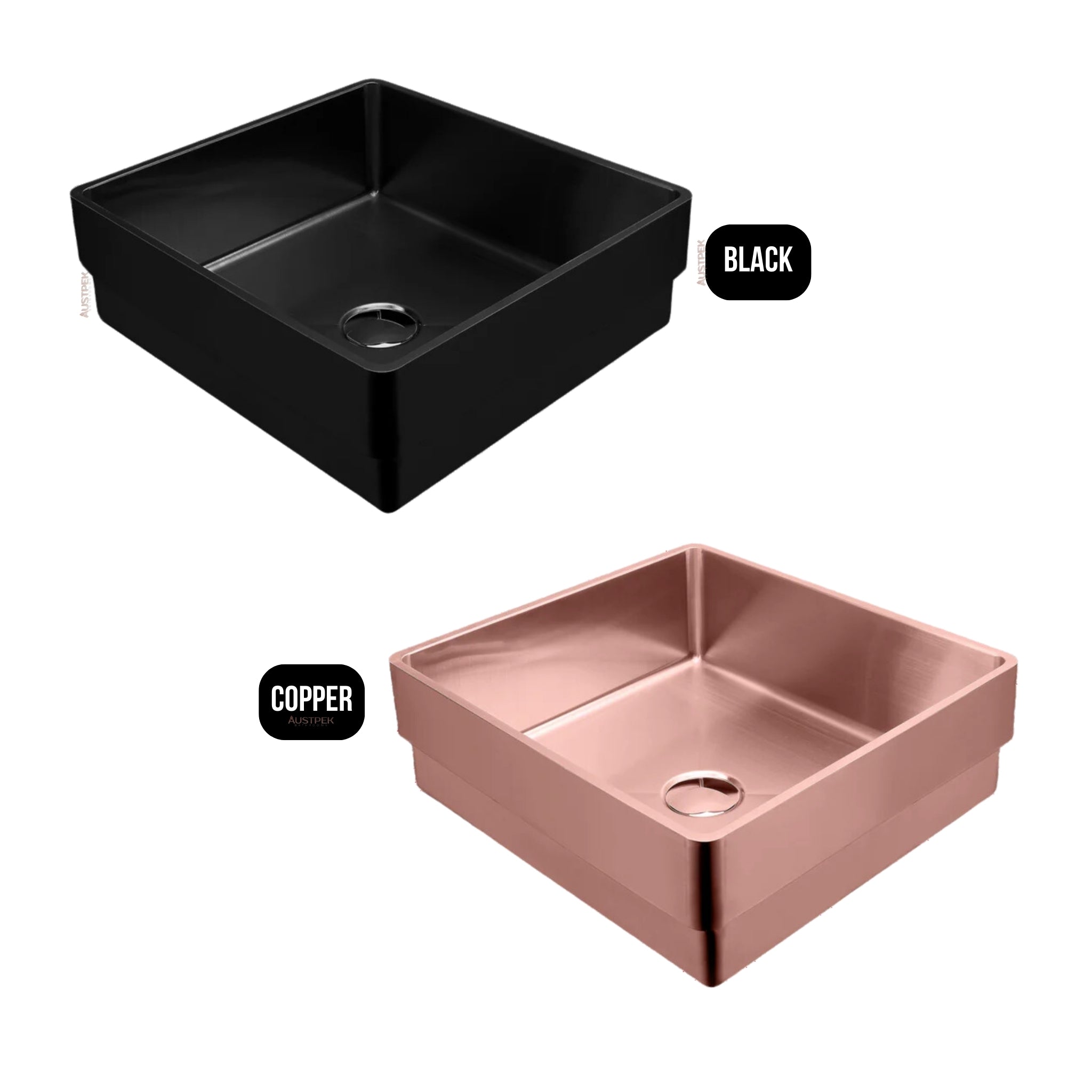 OLIVERI MILAN RECTANGULAR STAINLESS STEEL INSET BASIN COPPER 400MM