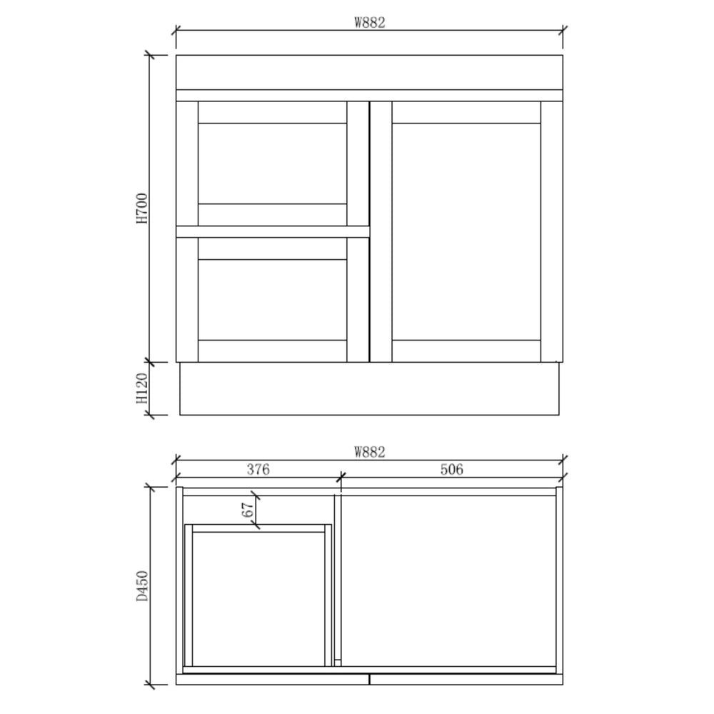RIVA MIAMI MATTE WHITE 900MM SINGLE BOWL FLOOR STANDING VANITY (AVAILABLE IN LEFT AND RIGHT HAND DRAWER)
