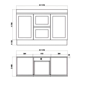 RIVA MIAMI MATTE WHITE 1200MM DOUBLE BOWL FLOOR STANDING VANITY