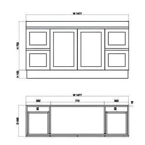 RIVA MIAMI MATTE WHITE 1500MM SINGLE BOWL FLOOR STANDING VANITY