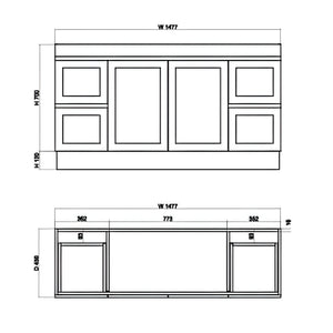 RIVA MIAMI MATTE WHITE 1500MM DOUBLE BOWL FLOOR STANDING VANITY