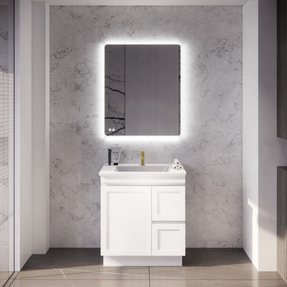 RIVA MIAMI MATTE WHITE 750MM SINGLE BOWL FLOOR STANDING VANITY (AVAILABLE IN LEFT AND RIGHT HAND DRAWER)