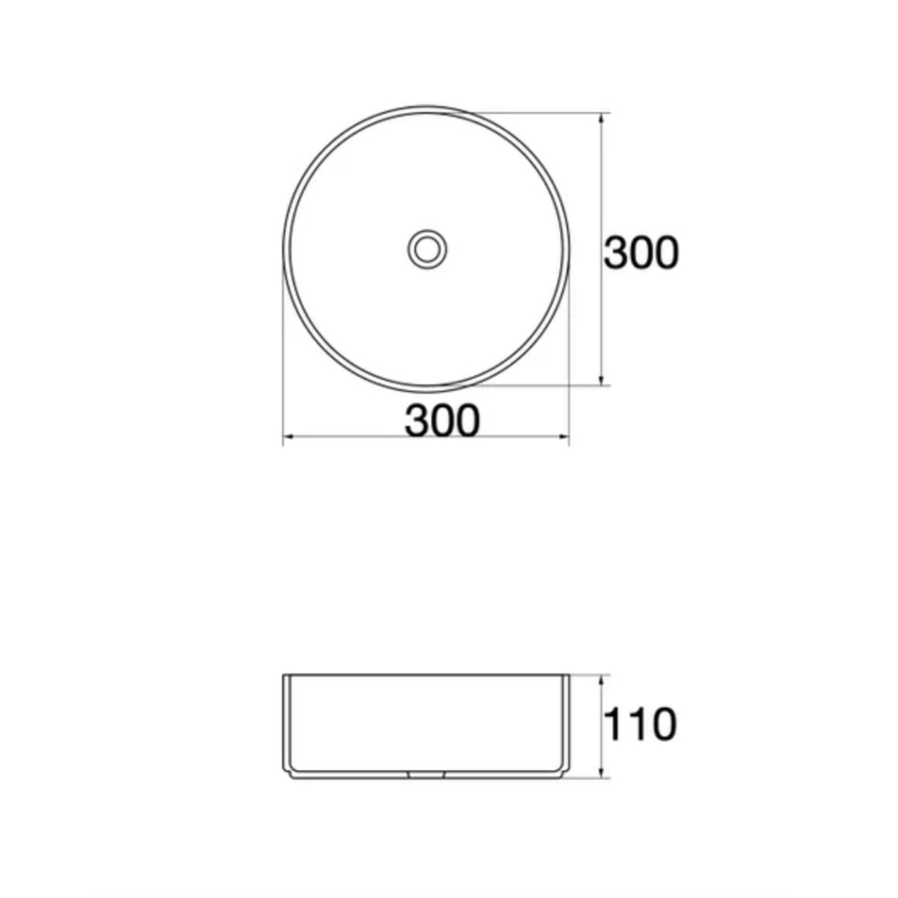 CLAYA ROUND ABOVE COUNTER BASIN MATTE WHITE 300MM
