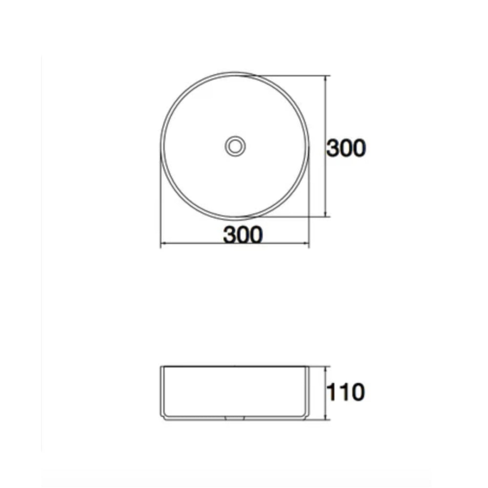 CLAYA ROUND ABOVE COUNTER BASIN GLOSS WHITE 300MM