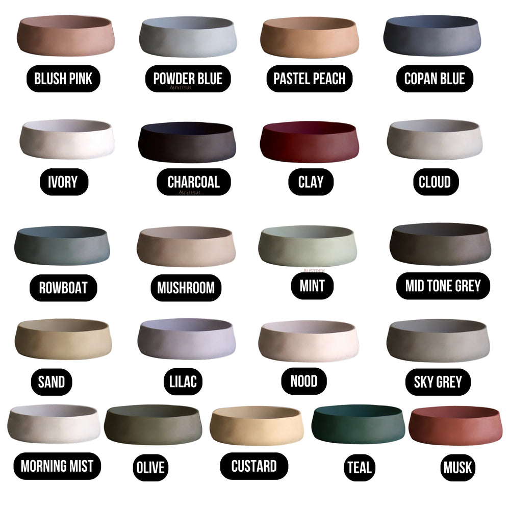 NOOD CO CONSCIOUS RANGE MILL ABOVE COUNTER / WALL HUNG BASIN CUSTARD 380MM