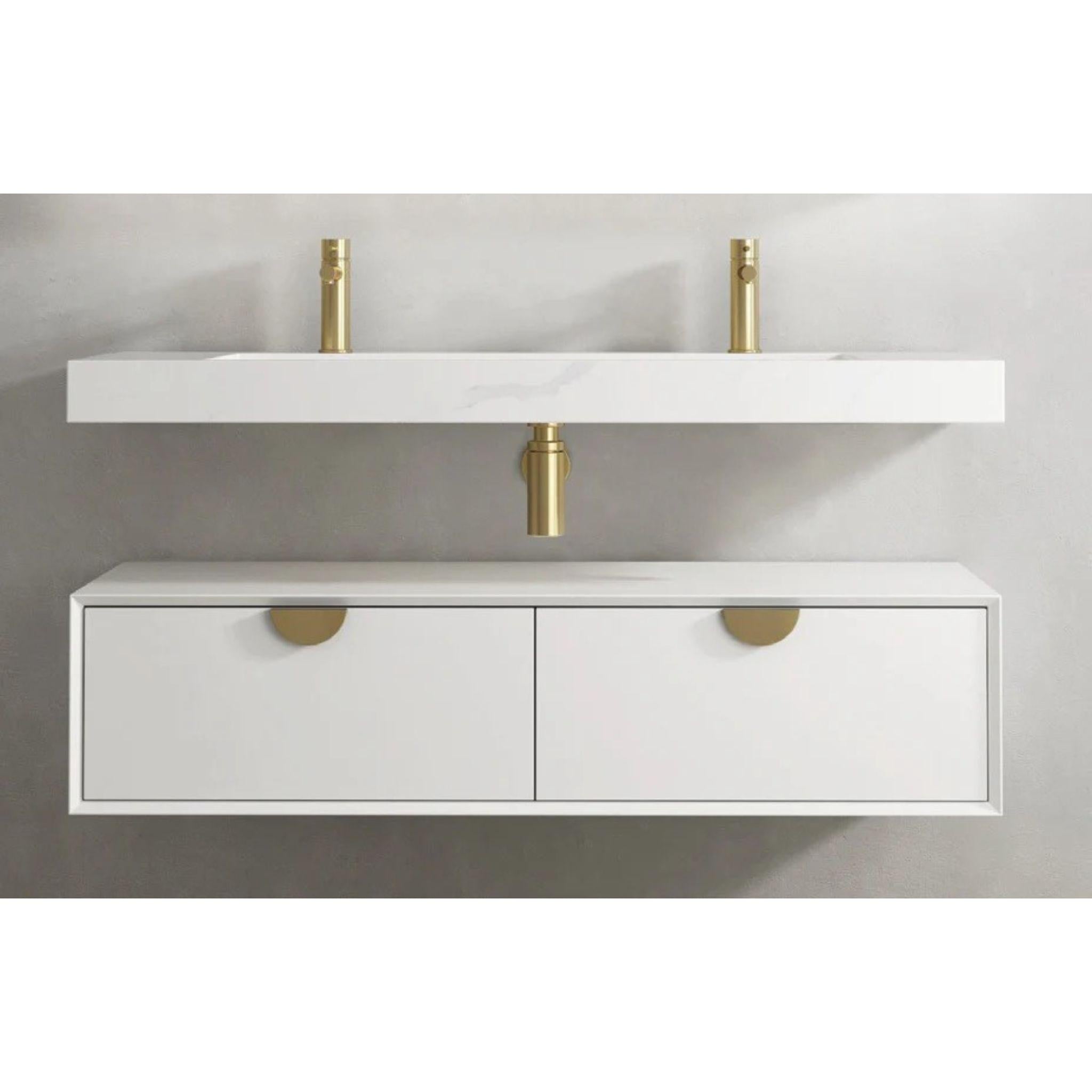 OTTI MOONLIGHT WHITE 1200MM DOUBLE BOWL WALL HUNG CABINET AND BASIN