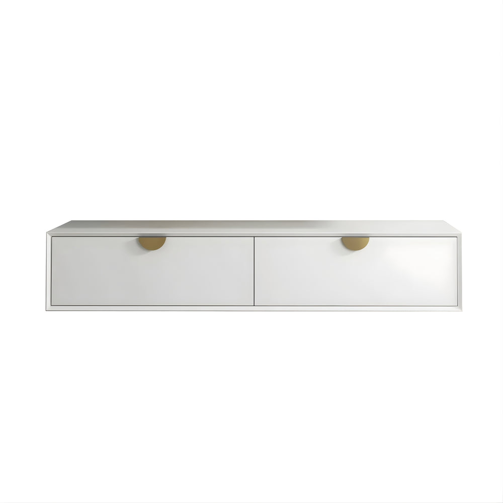 OTTI MOONLIGHT WHITE 1500MM DOUBLE BOWL WALL HUNG CABINET AND BASIN