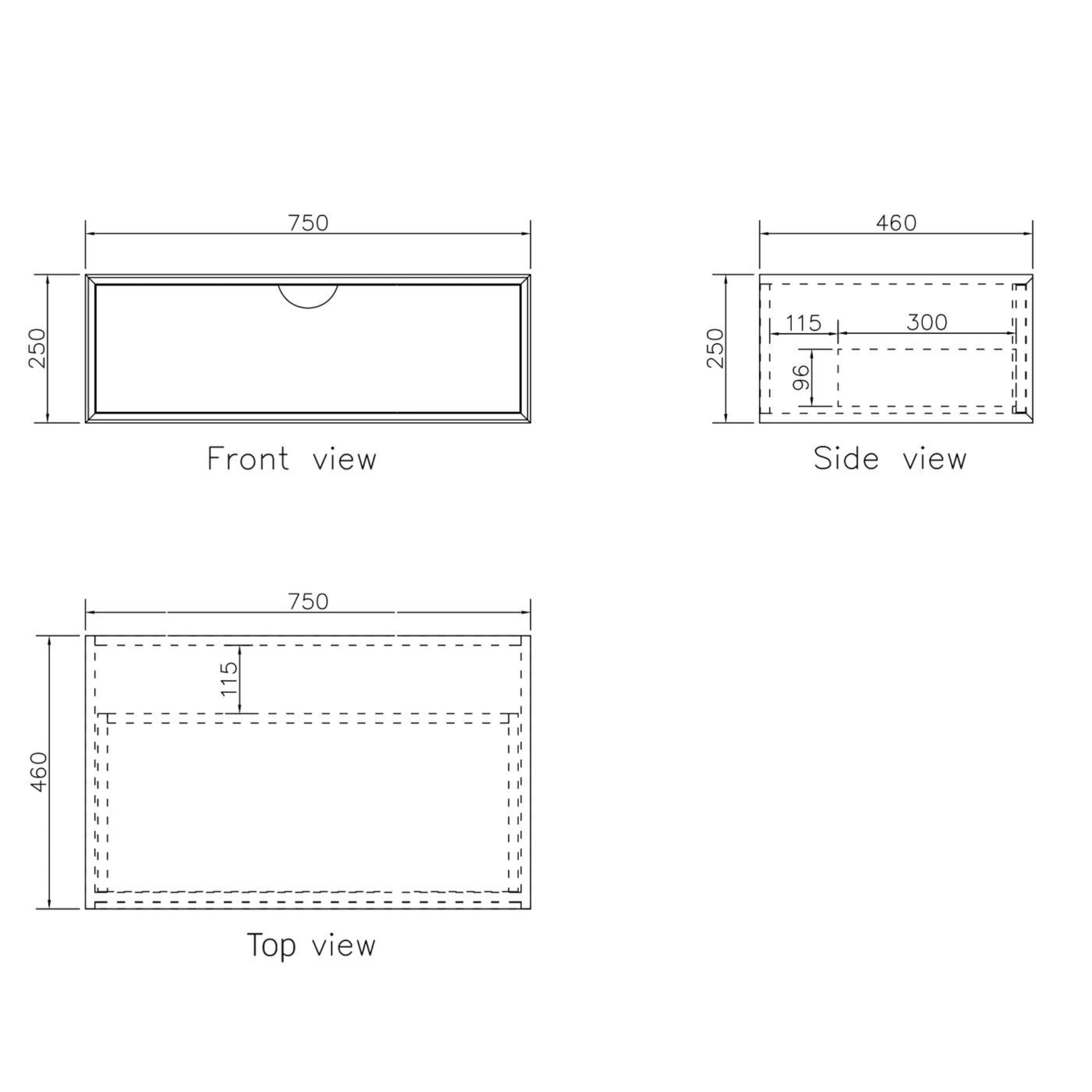 OTTI MOONLIGHT WHITE 750MM SINGLE BOWL WALL HUNG CABINET AND BASIN