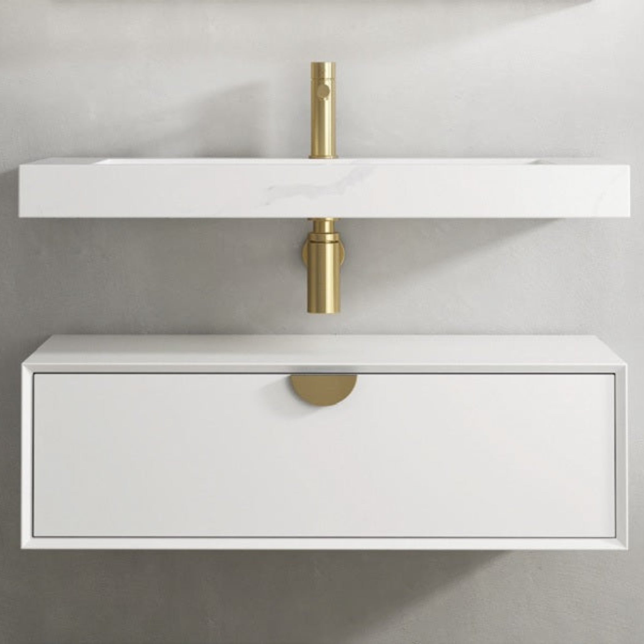 OTTI MOONLIGHT WHITE 900MM SINGLE BOWL WALL HUNG CABINET AND BASIN