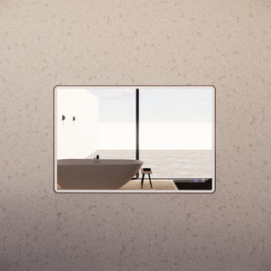 RIVA S4 FRAMED RECTANGLE LED MIRROR 3 COLOUR LIGHTS WITH DIMMER BRUSHED COPPER 800X1200MM